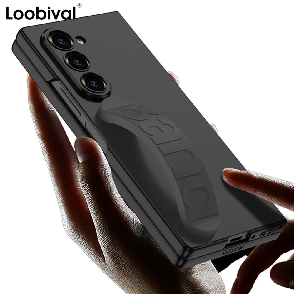 Z Fold6 Matte Ultra Thin PC Silicone Wristband Phone Case for Samsung Galaxy Zfold6 Z Fold 6 ZFold 6 Cover Film 2in1 Protection