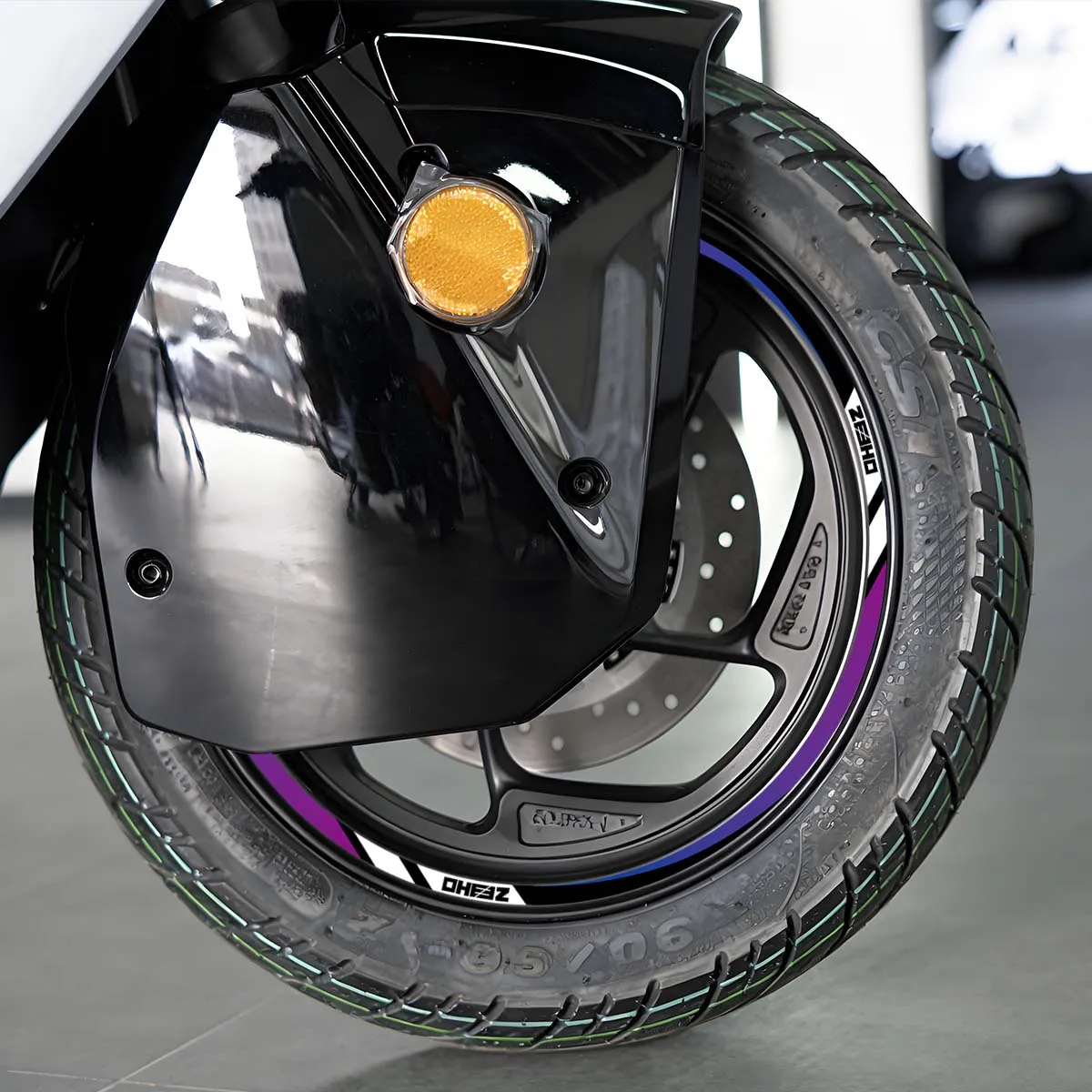 For ZEEHO AE7 Reflective Motorcycle Wheel Hub Stickers Moto Bike Scooter Rim Rear Decorative Warning Vinyl Accessories Decals