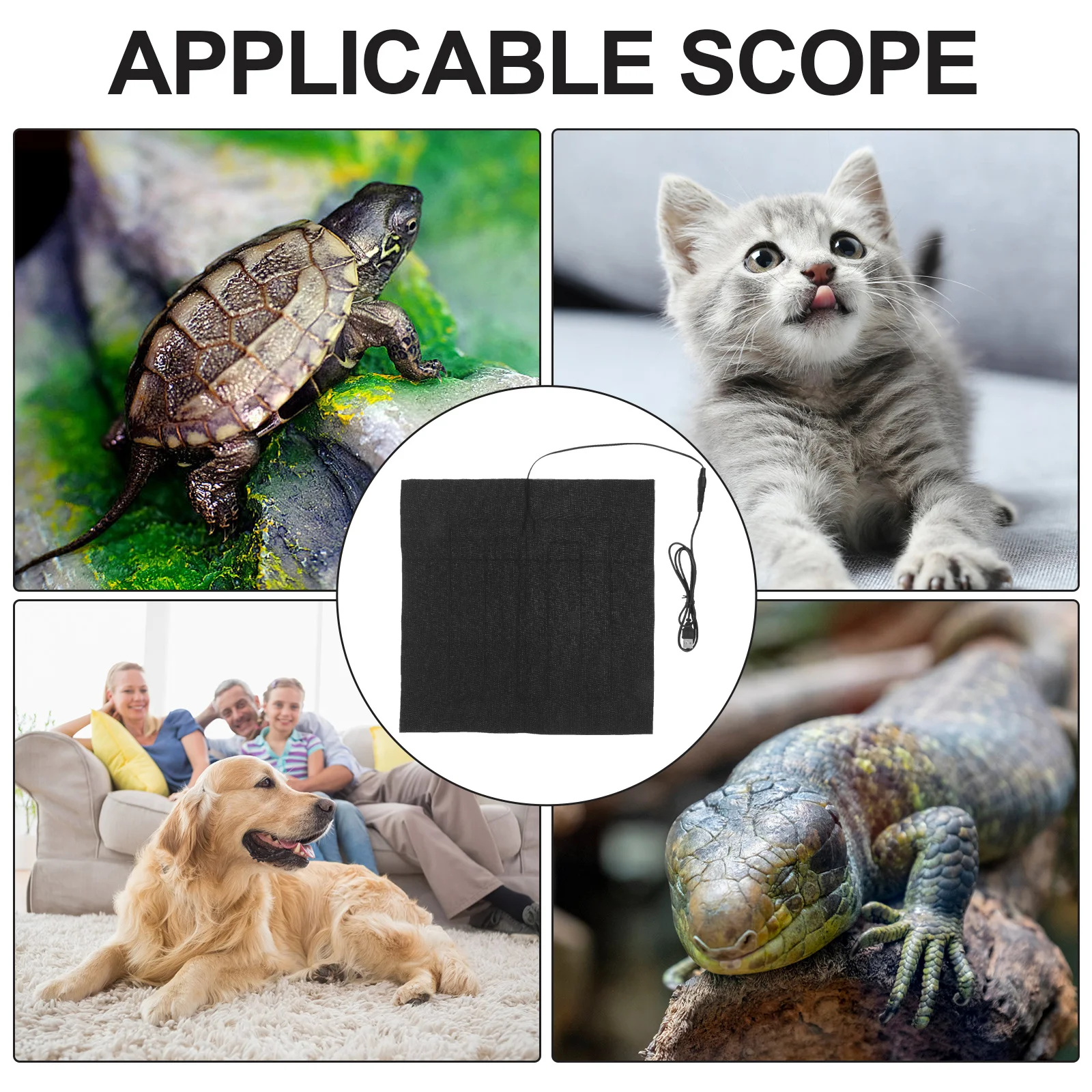 

Pet Heating Pad USB Powered Reptile Heating Mat Portable Warm Cushion for Reptiles Birds Small Animals Winter Use