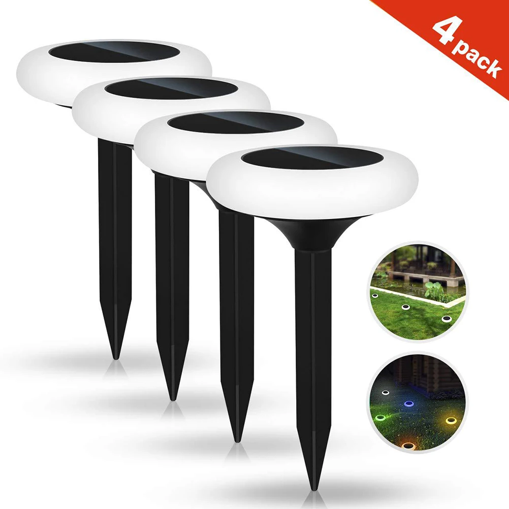 2-teiliges Solar-Rasenlicht für den Garten, für Außenbeleuchtung, Erdungsstecker, RGB, bunte Lampe für den Außenbereich, klein