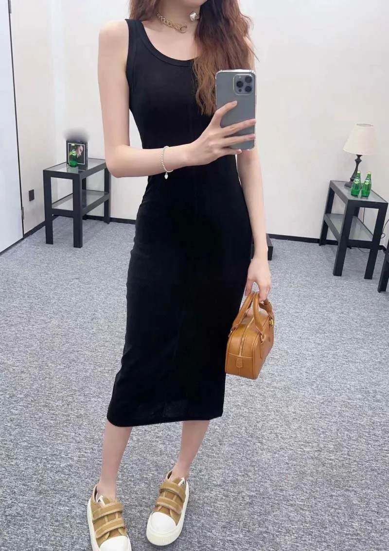 

Casual style women's dress, fashionable and simple Korean style casual slimming versatile vest, mid length skirt