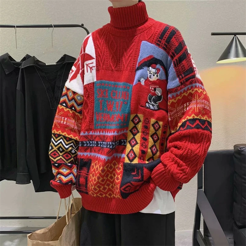 Ugly Christmas Sweater For Men Oversize Thick Winter Sweater Luxury Turtleneck Men Winter Fashion Clothes