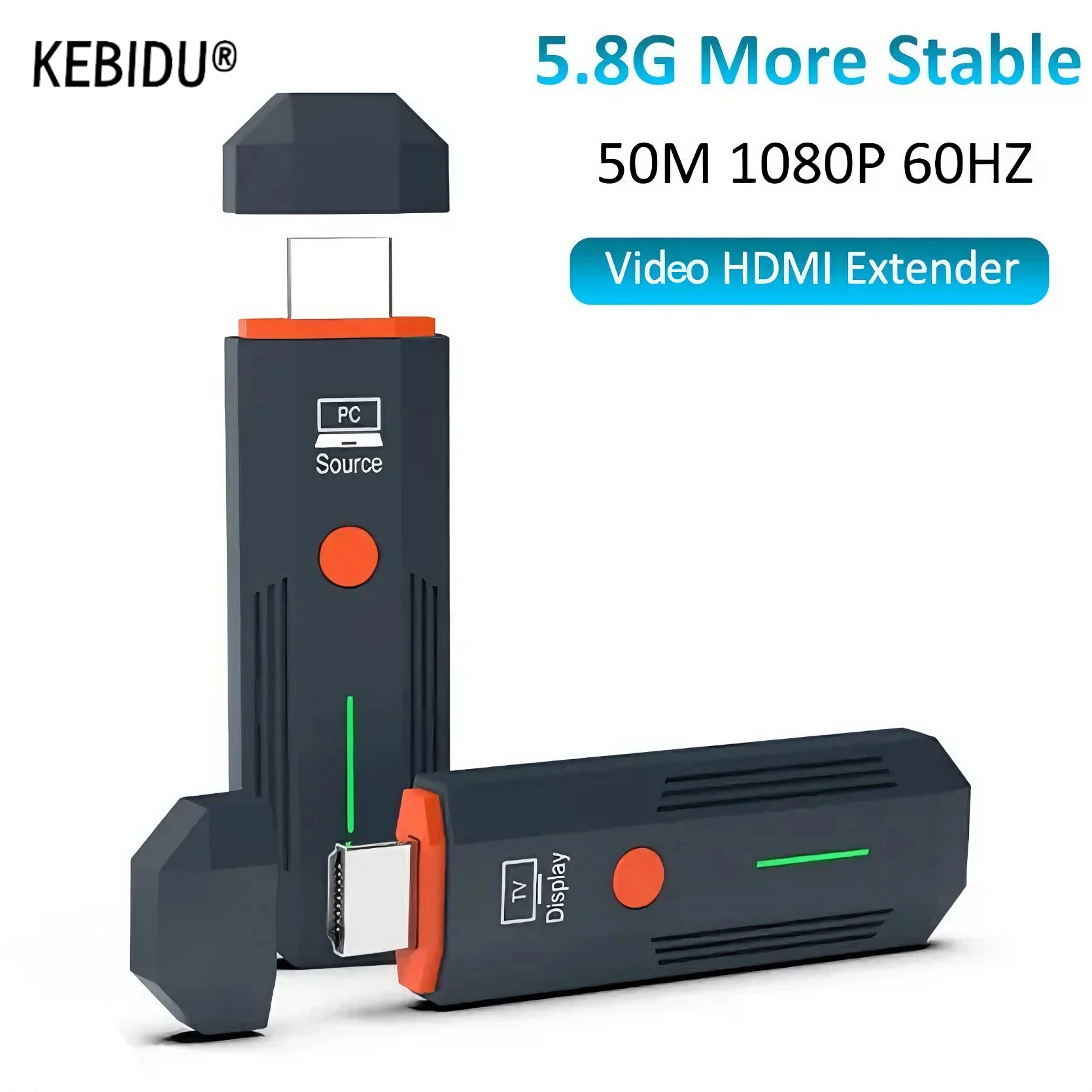 Transmissor e Receptor de Vídeo e Áudio Sem Fio HDMI 1080P de 50M, Extensor Dongle de Display Sem Fio para Monitor e TV Box
