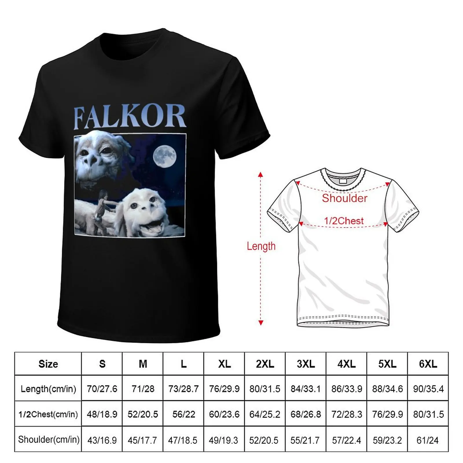 NeverEnding Story Movies -FALKOR T-Shirt Minimalist Plain Crew Neck T-Shirt