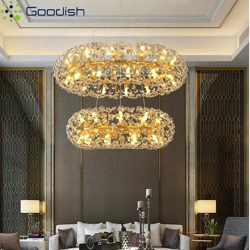 الفاخرة الحديثة الذهب الهندباء كريستال حلقة أضواء السقف مصباح معدني معلق لغرفة المعيشة غرفة نوم الطعام ديكور المنزل الثريا
