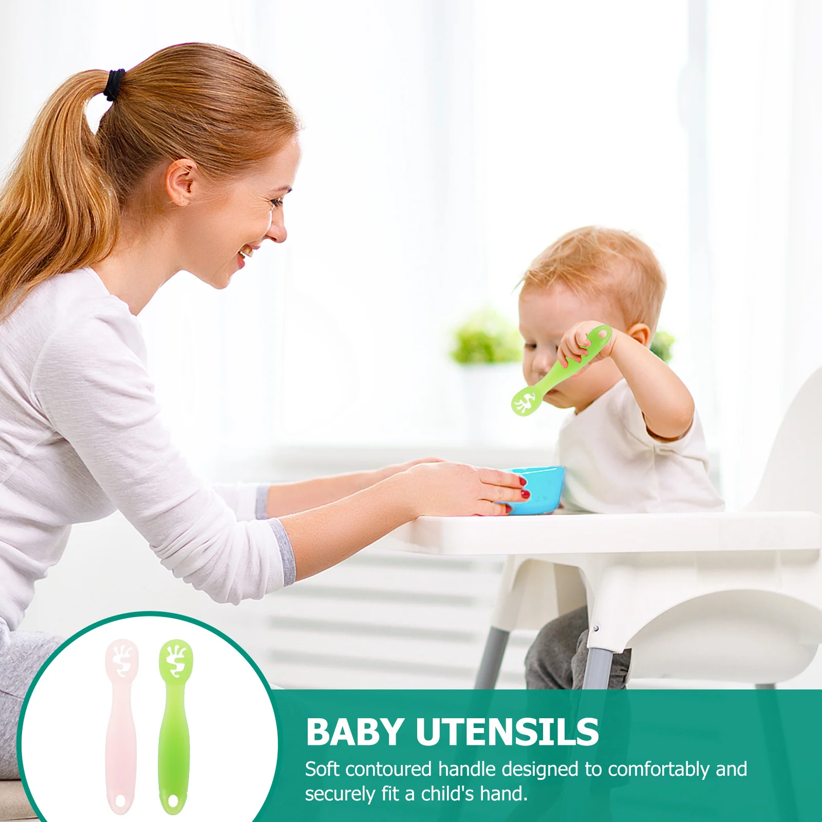 

2Pcs Baby Spoon Silicone Training Spoon Infant Feeding Utensils Soft Contoured Handle Newborn Toddler Durable High Temperature