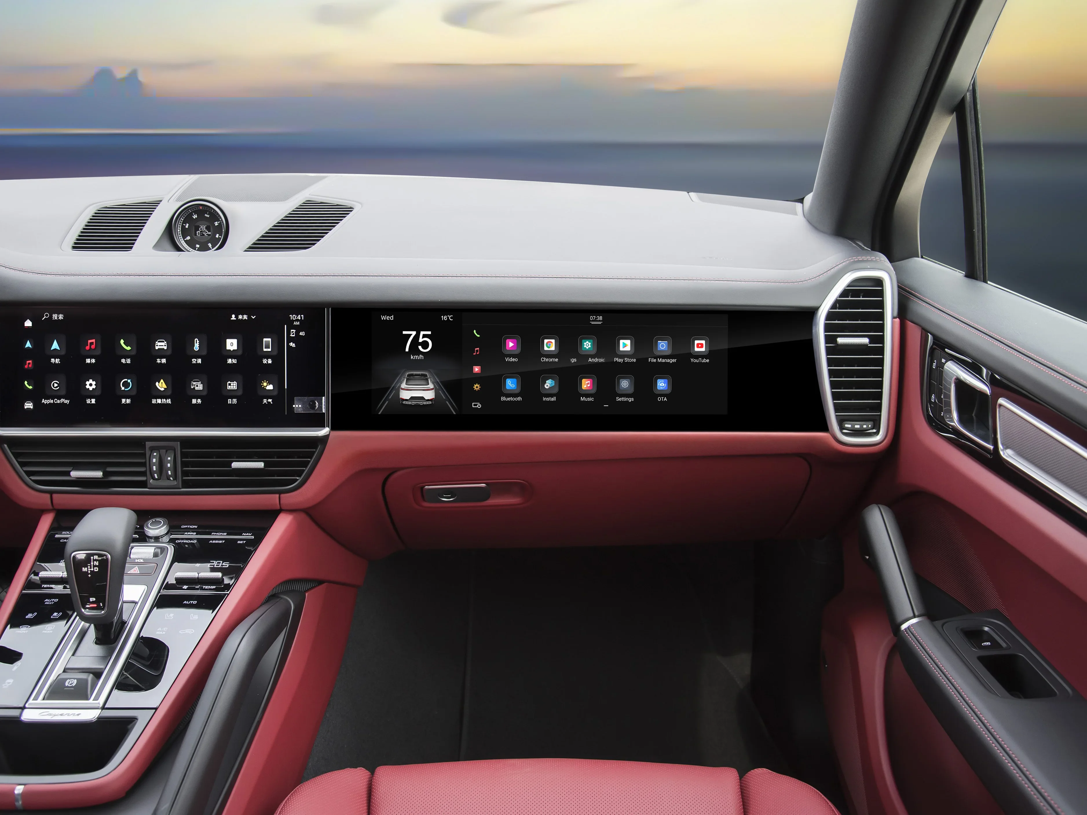 Android Co-Pilot Entertainment Screen for Porsche Cayenne 2018-2023 Wireless CarPlay Android Auto GPS Navigation Multimedia