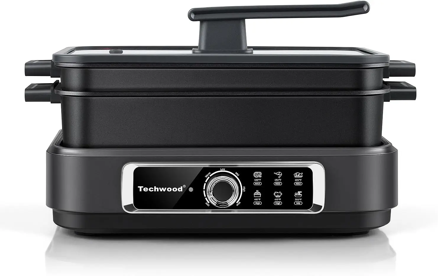 Electric Skillet 75 Quart 2 In 1 Versatile Multi Cooker 5 Level Heat Settings Removable Non Stick Skillet Pan Cooking Pot Dishwa