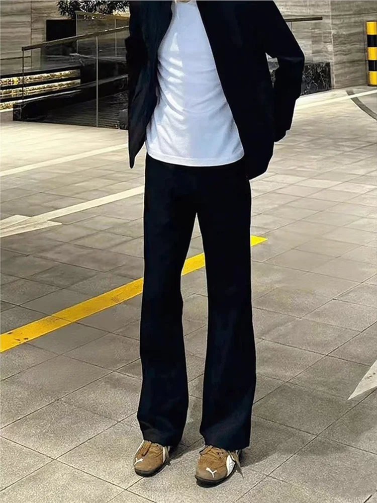 

Spring Summer Thin Black Bell Bottom Casual American Style Men's Cleanfit Trousers High Rise Slimming Casual Long Pants