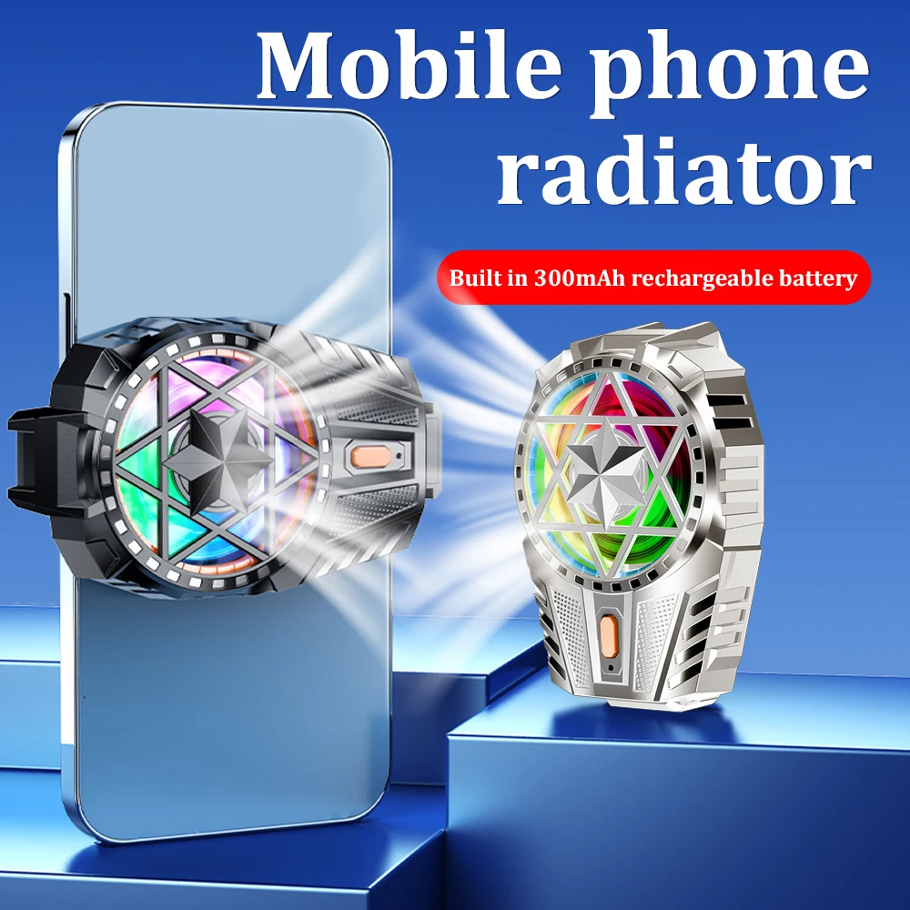 Phone Cooling Fan Rechargeable Battery Silent Cooler Three Speed Adjustable Cell Phone Fans Gaming Radiator Cooling Phone Temper
