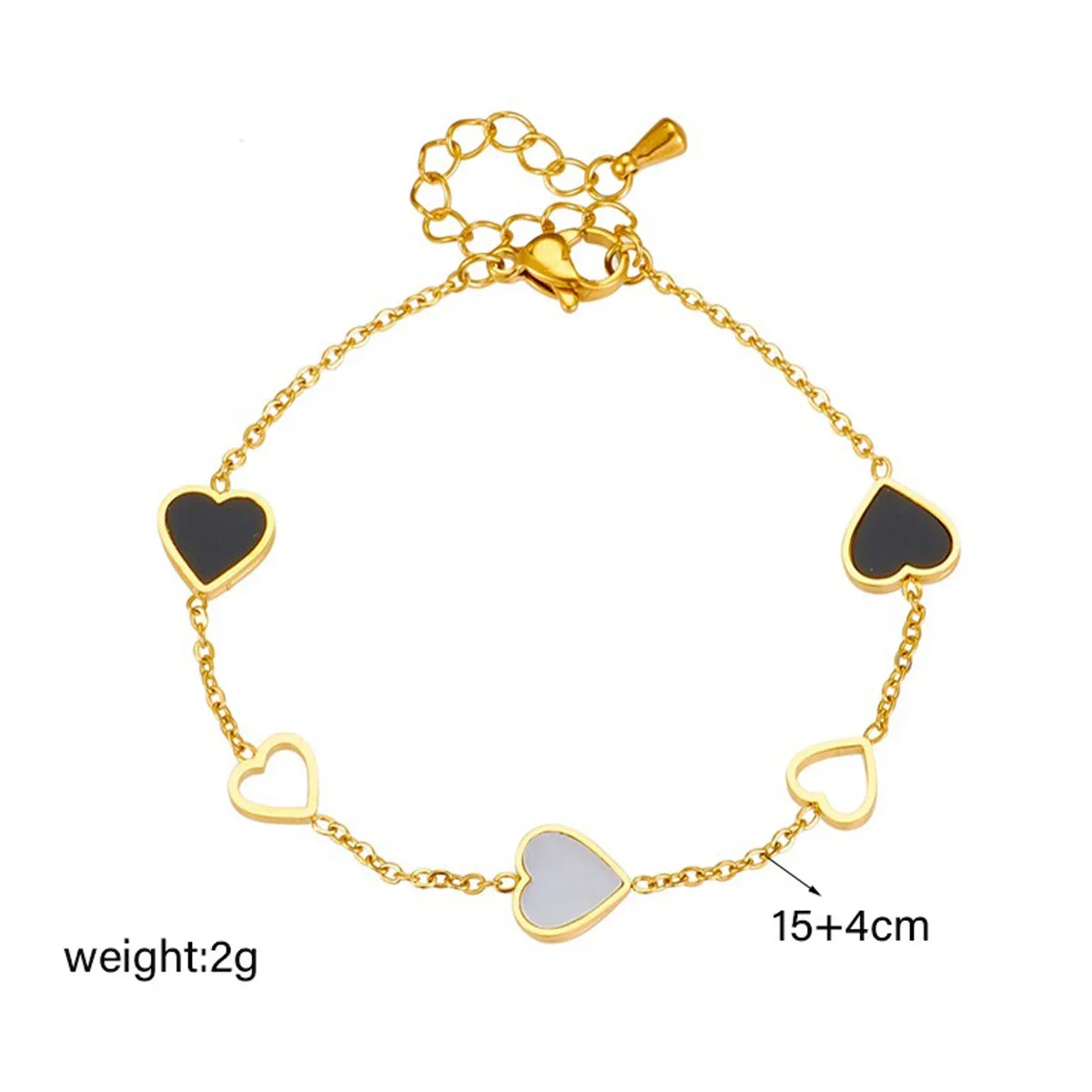 Black & White Enamel Heart Bracelet — product information 3
