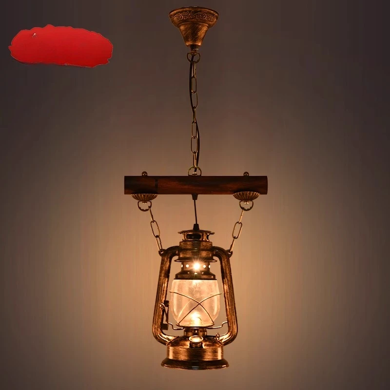 

Chinese retro nostalgic personality creative horse lamp kerosene lamp single head chandelier bar aisle full coffee bar