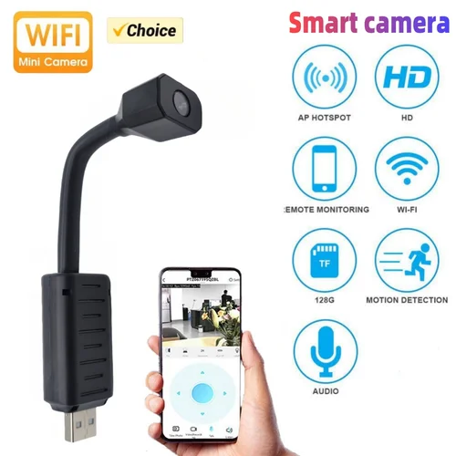 Ángulo arbitrario Full HD 720P portátil WiFi IP USB Mini cámara vista remota P2P inalámbrico Misro Webcam videocámara grabadora de vídeo