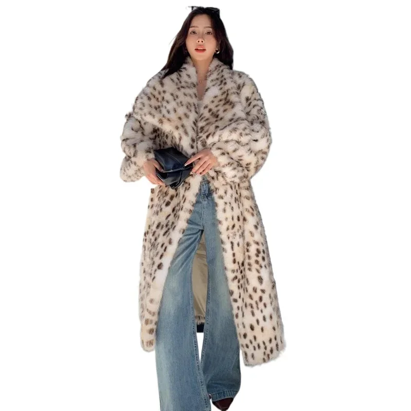 

Plus Size Winter Coats Women Lapel Faux Fur Jacket Fluffy Leopard Cat Print Artificial Fur Jackets Long Faux Fur Coat Feminino