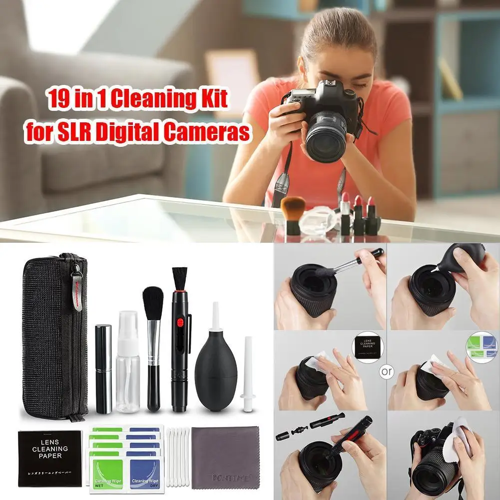 19 قطعة مجموعة أدوات تنظيف الكاميرا المحمولة كاميرا رقمية الاستشعار DSLR عدسة تنظيف فرشاة لسوني فوجي فيلم نيكون SLR كاميرا DV مجموعة نظيفة