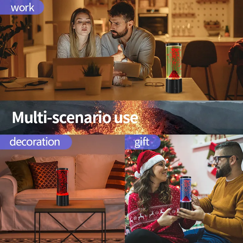 LED Colorful Volcano Lamp Flame Atmosphere Lamp Creative Gift Bedroom Ornament Romantic Nightlight