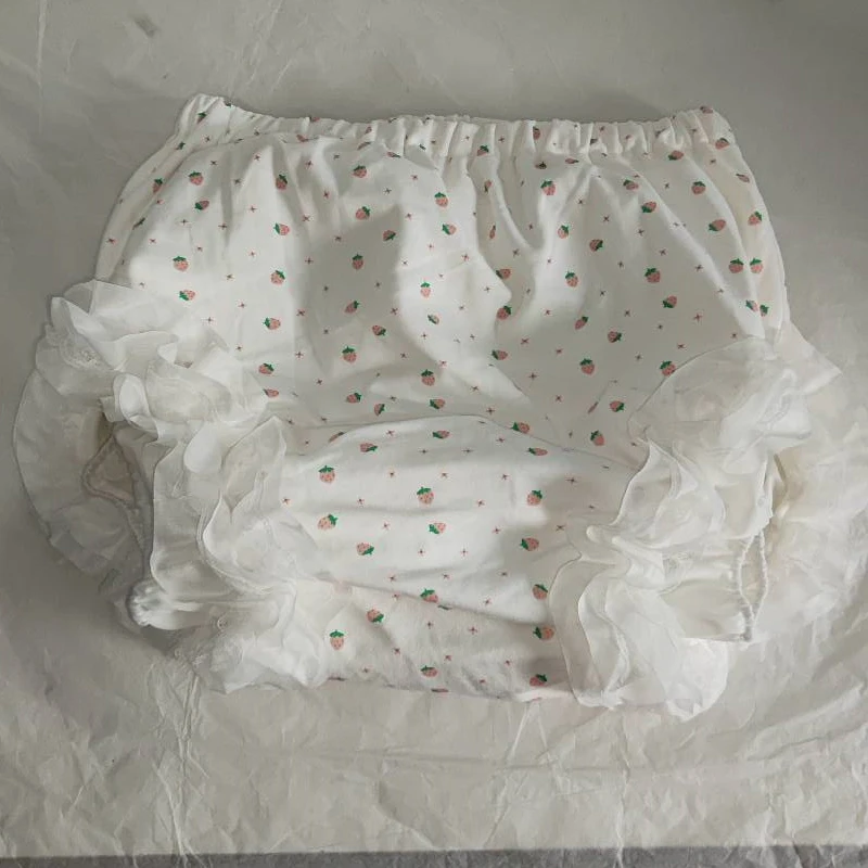 

Adult Lace Layer Underwear Diaper Pants Ruffle Edge Bloomer Waterproof Diaper Cover Clip Cotton Leak Proof Cloth Nappy Briefs