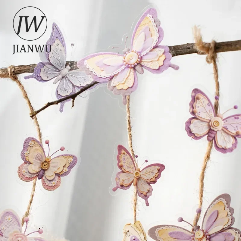 JIANWU Vintage Butterfly Landscape Material Collage Scrapbooking PET Sticker Creative DIY Journal Stationery