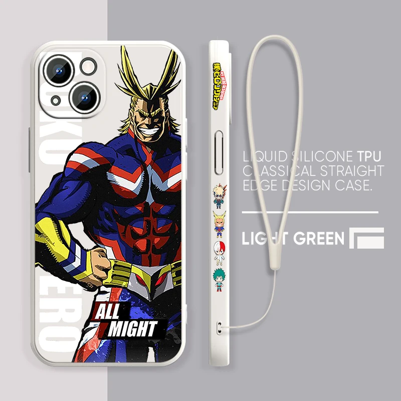 Etui na telefon Apple iPhone 15 14 13 12 11 Pro Max Plus 8 7 SE Liquid lewe liny Capa etui Anime My Hero Academia