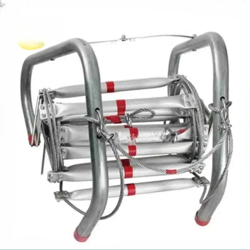 Nieuwe 10 m opvouwbare zachte ladder brandreddingsapparatuur ontsnapping levensreddende aluminium draadkabel voor klimmen noodontsnapping