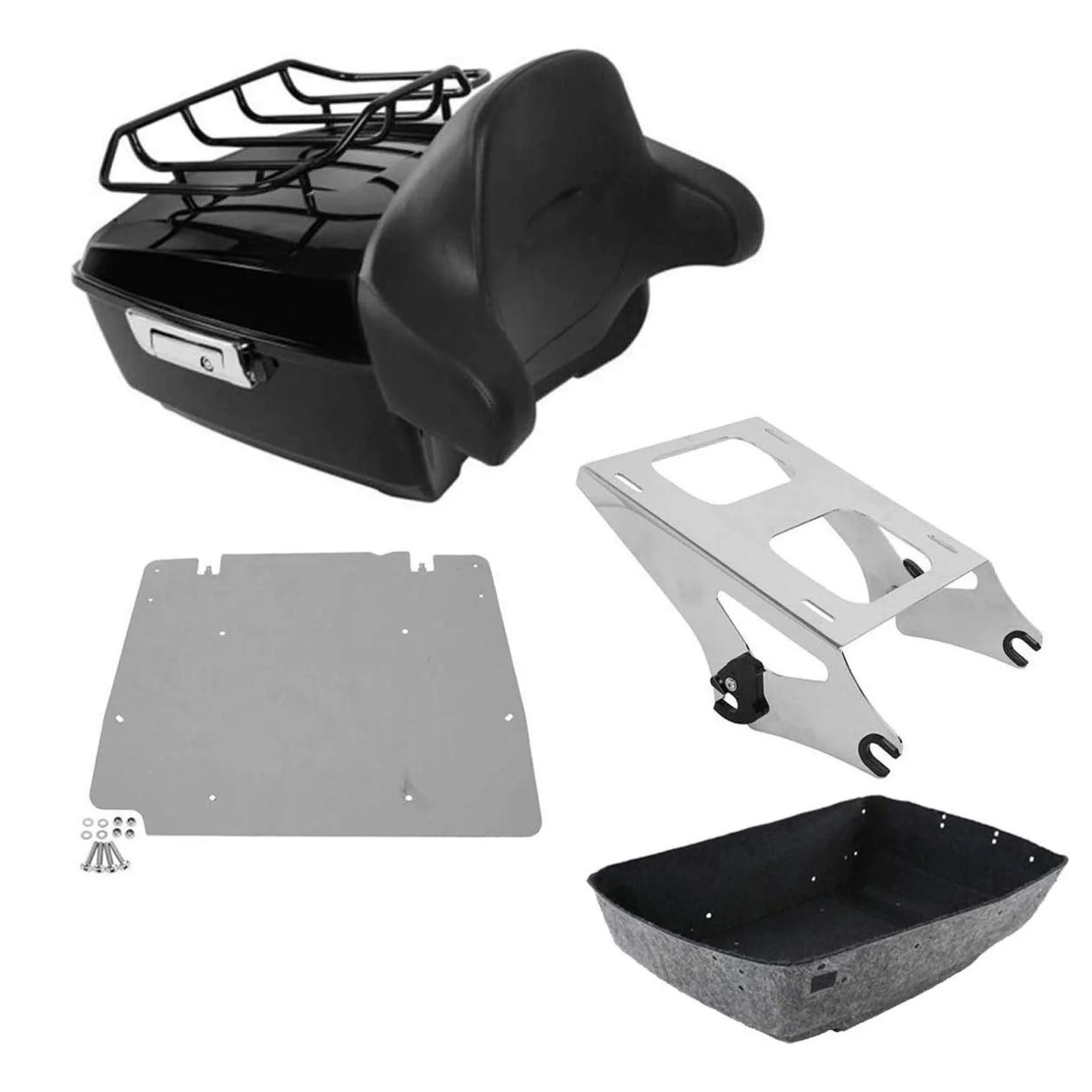 Motorcycle King Trunk Luggage Backrest 2 Up Mount Rack For Harley Touring Road King Electra Glide 2014-2025 Tail Box