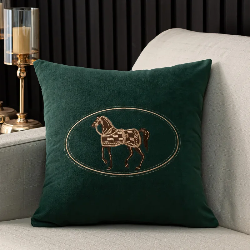 Amerikanischer handbestickter Kissenbezug mit Pferdemuster, Umarmungskissenbezug, Sofa, Zuhause, Büro, Wohnzimmer, Auto-Kissenbezug, 45 x 45 cm – Detail 20