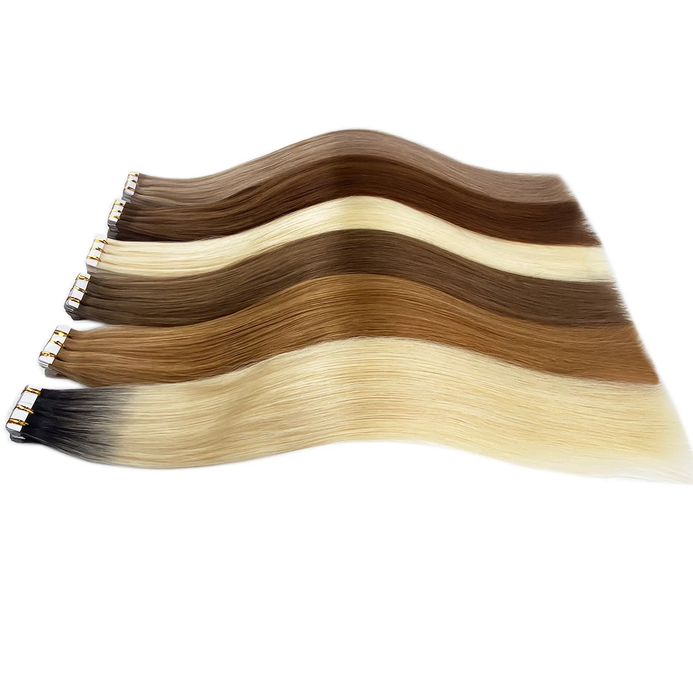 100% Remy Human Hair Tape in Extensions 18 Inch 50G High Quality Full Shine Seamless Silky Straight Skin Weft 1B Natural Black