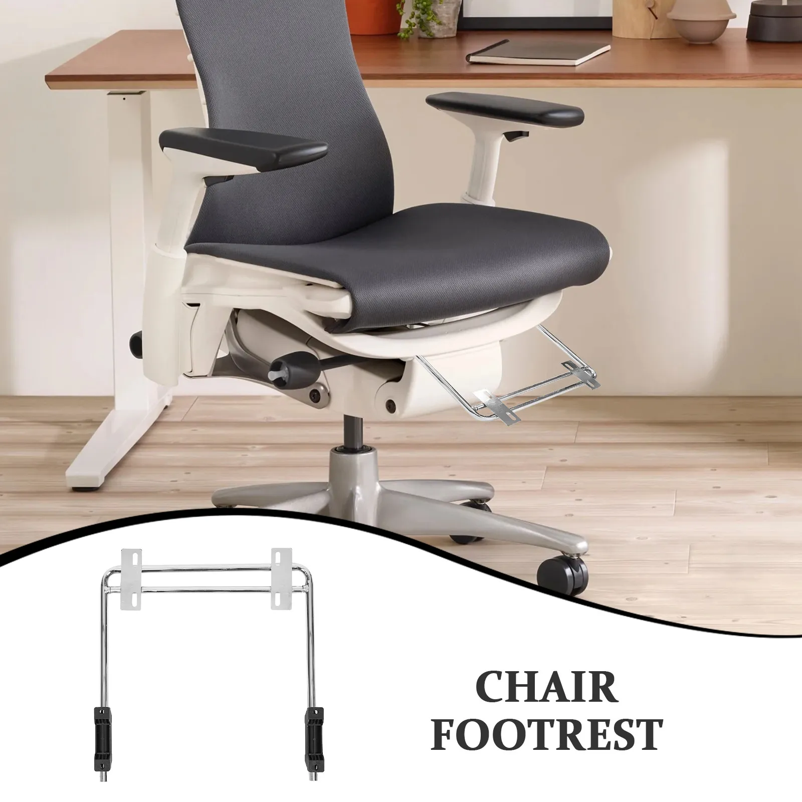 2Pcs Ergonomic Office Chair Foot Rest Attachment Retractable Rotatable Under Desk Adjustable Leg Support for Work Breaks