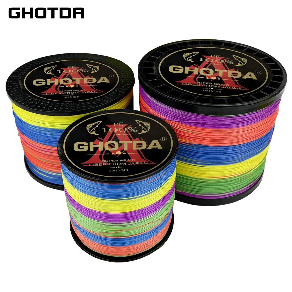 GHOTDA 9/12 Strands Super Strong 1000M 500M PE Braided Fishing Line Multifilament Saltwater Fishing Wire 20-135lb