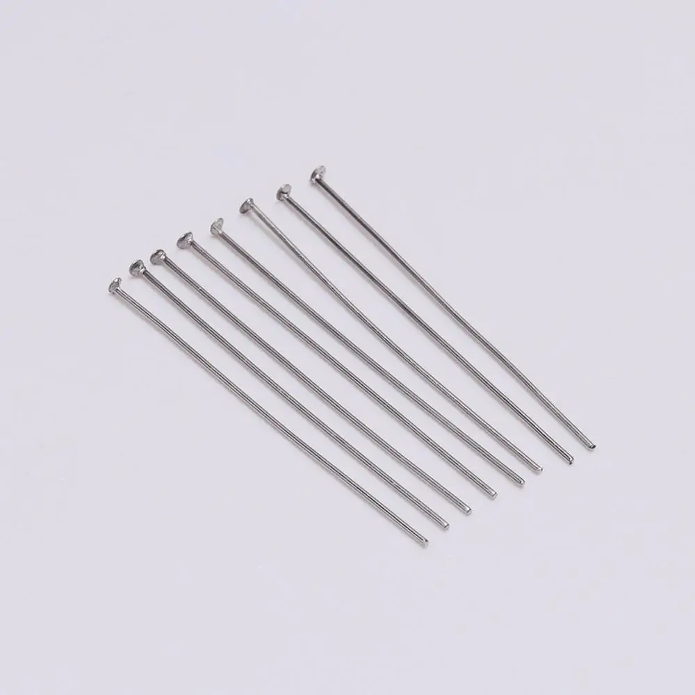 100pcs/Bag 15 25 30 40 45 50 70 mm Stainless steel Flat Head Pin Findings Headpins For Jewelry Making DIY Supplies Accessories