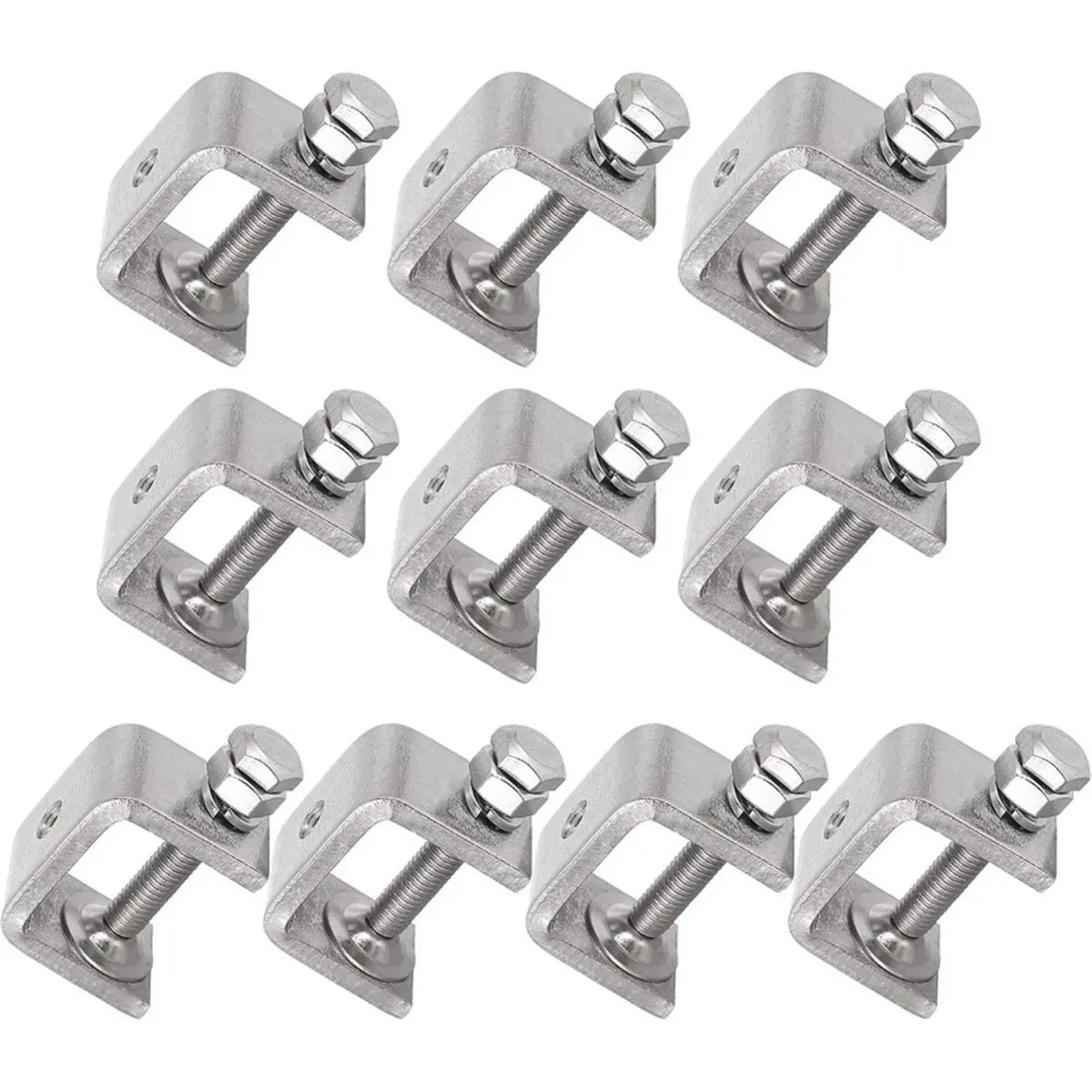 10Pc 304 Stainless Steel C-Clamp Heavy Duty C-Clamp Woodworking Welding G-Clamp Opening:30mm, Clamping Range:0.2-1