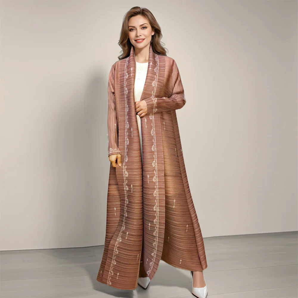 

Robe pleated autumn versatile trench coat elastic coat cape print women's fashion simple temperament elegant vacation style high