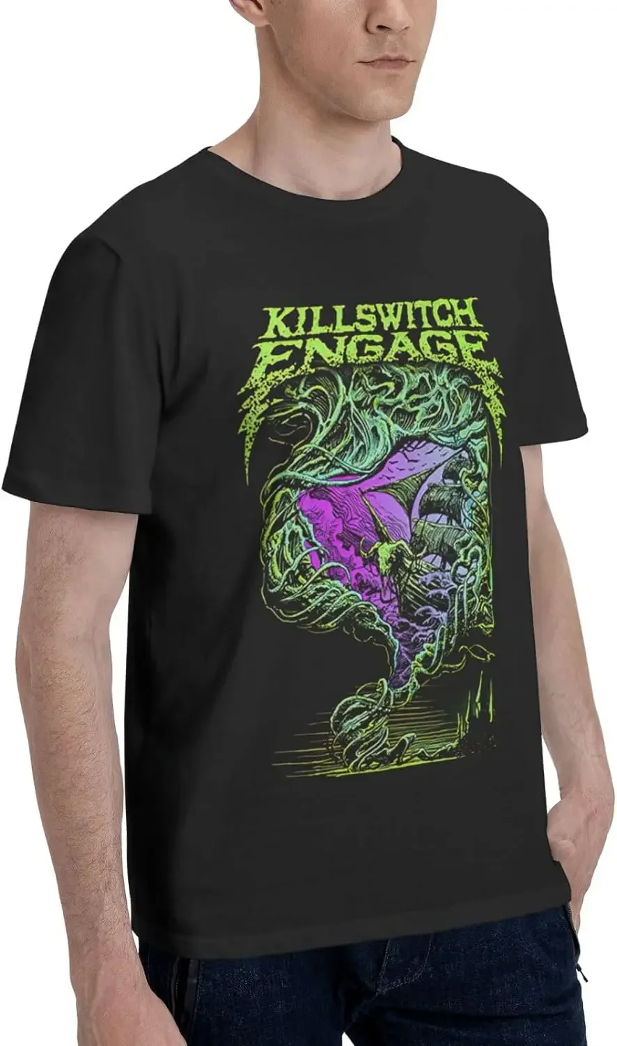 Killswitch Rock Band Engage Men's t-Shirt,Short Sleeve Comfy Tee Breathable Summer Cotton Shirt for Running