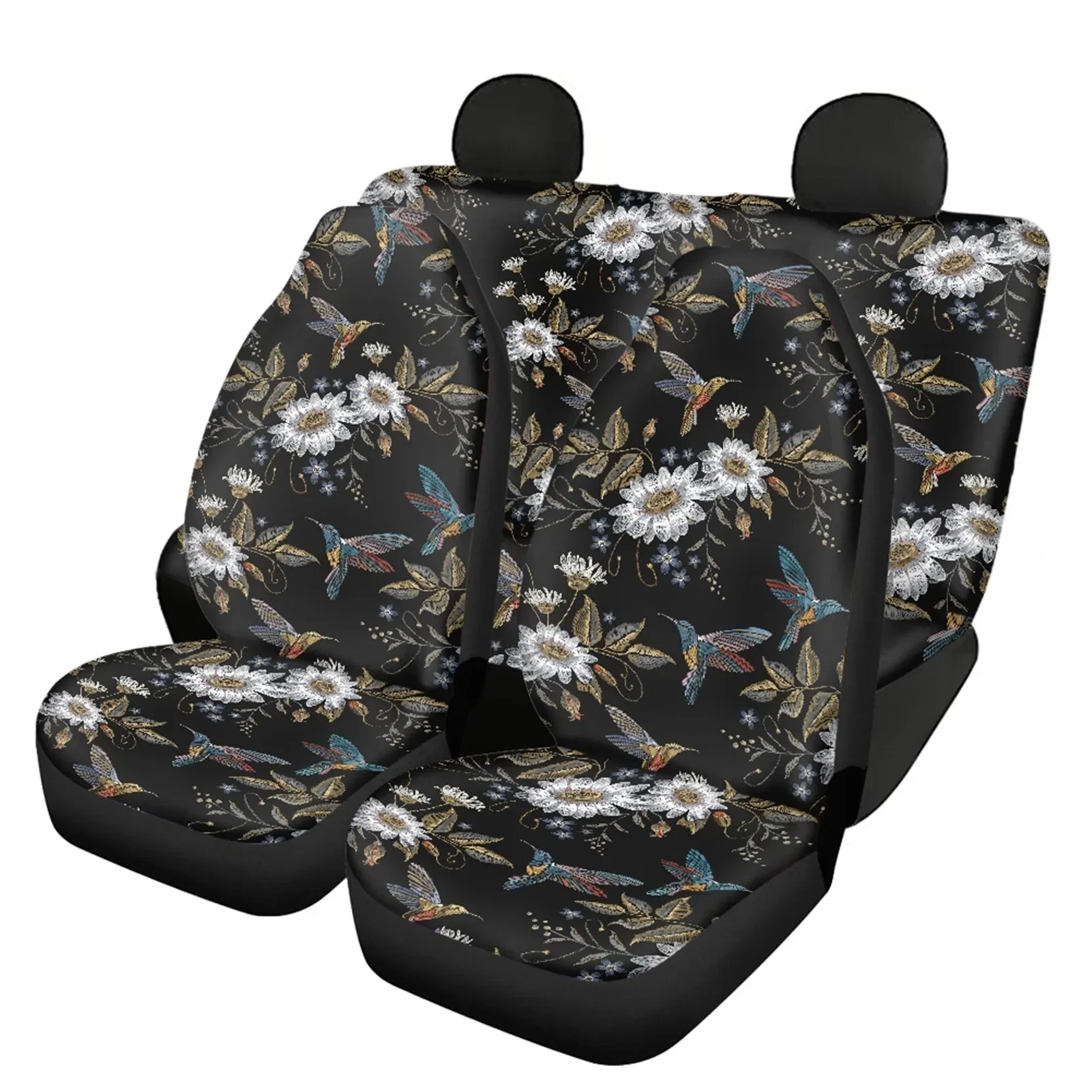 

Pretty Bohemian Hummingbird Pattern Car Seat Cover Car Universal Front and Rear Seat Covers Heavy-Duty Nonslip Vehicles Seat