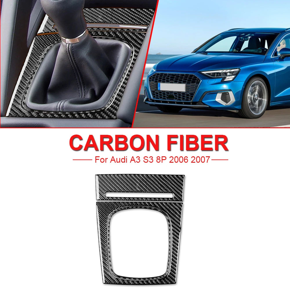 

Carbon Fiber Sticker Car Accessories Car Manual Gear Shifter Panel Surround Frame Storage Box Trim For Audi A3 S3 8P 2006 2007