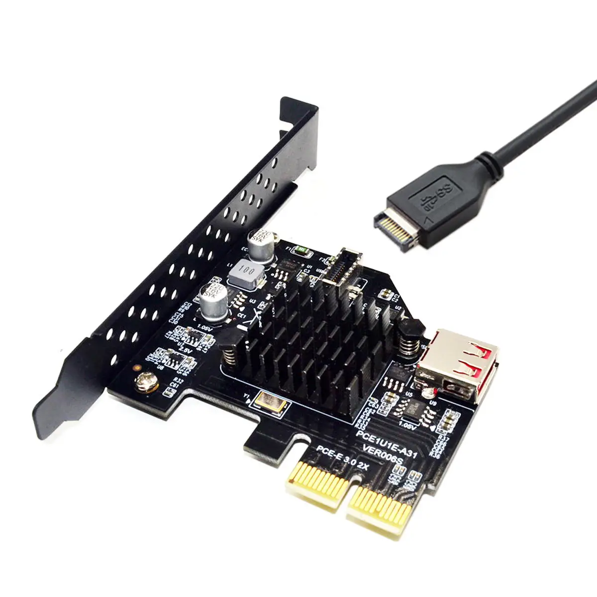 

Cablecc PCI-E Express Card Adapter for Motherboard to USB 3.1 Front Panel Socket & USB 2.0