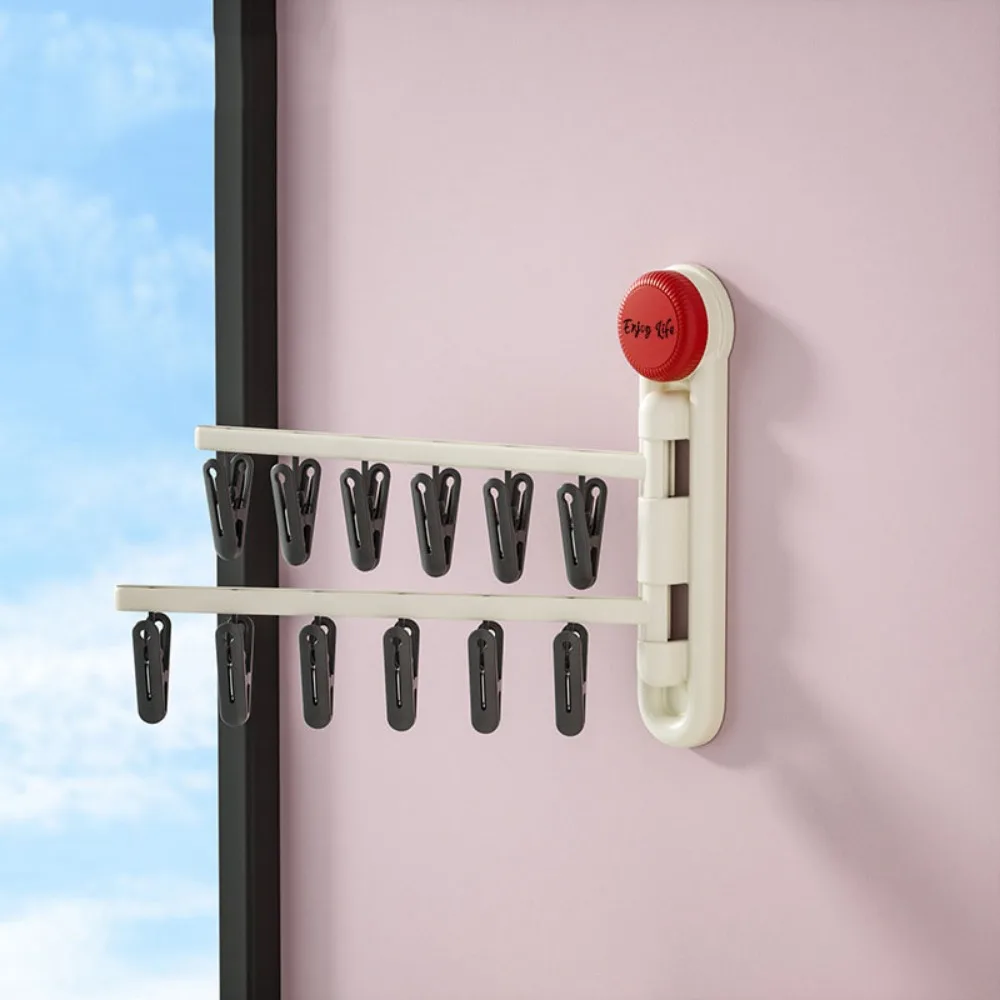 

Dopamine Suction Cup Sock Clip Anti-slip Traceless Clothes Drying Holder Large Capacity with Multiple Clips