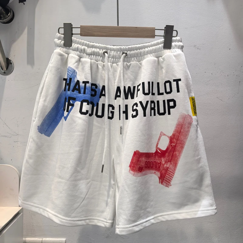 

Real Photo THAT'S A AWFUL LOT OF COUGH SYRUP Шорты Свободные повседневные классические белые шорты с буквенным принтом Повседневные шорты с эластичной резинкой на талии