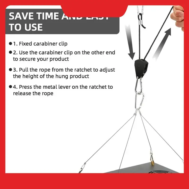 8Pack Ratchet Hangers, Adjustable Rope Hanger, Ratchet Rope, Pull Ratchet Hook, Adjustable Rope Hook, 2M, 1/8 Inch