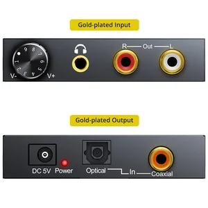 PROZOR-conversor digital para analógico, 192kHz, DAC, Volume Control, coaxial, SPDIF, Toslink para analógico estéreo, RCA, 3,5mm Jack áudio 10 principais vendas controlador de volume rca - №4