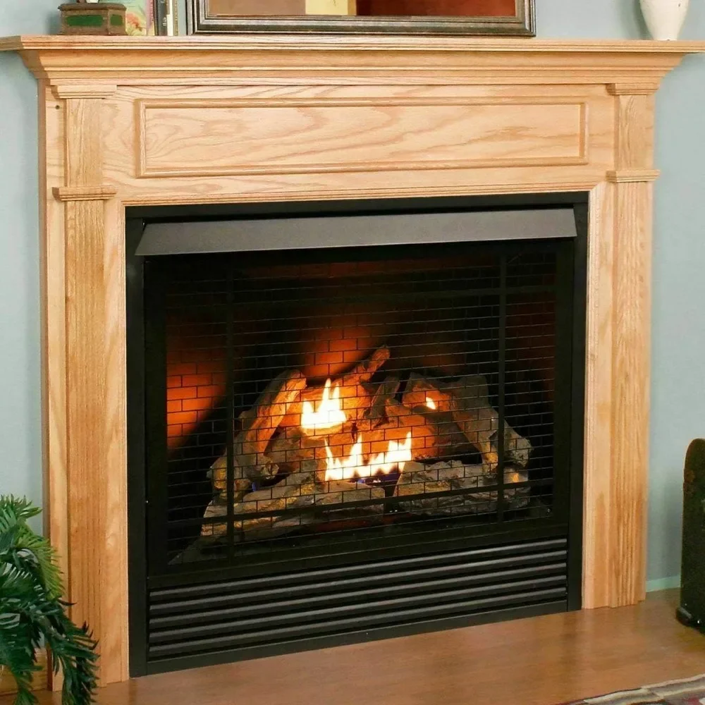 Dual Fuel Ventless Gas Fireplace Insert, Remote Control, 9 Fire Logs, Use with Natural Gas or Liquid Propane