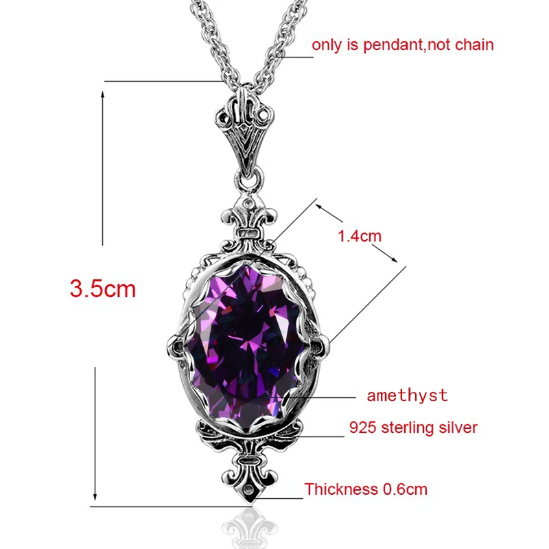 Szjinao Classic Necklace Pendant For Woman Silver 925 Real Amethyst Stone Anniversary Party Gift Vintage Luxury Quality Jewelry
