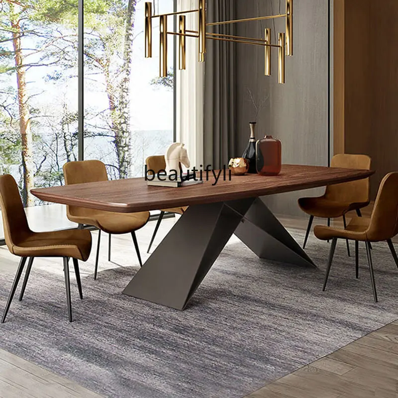 

Nordic dining table rectangular creative dining table walnut designer industrial style furniture