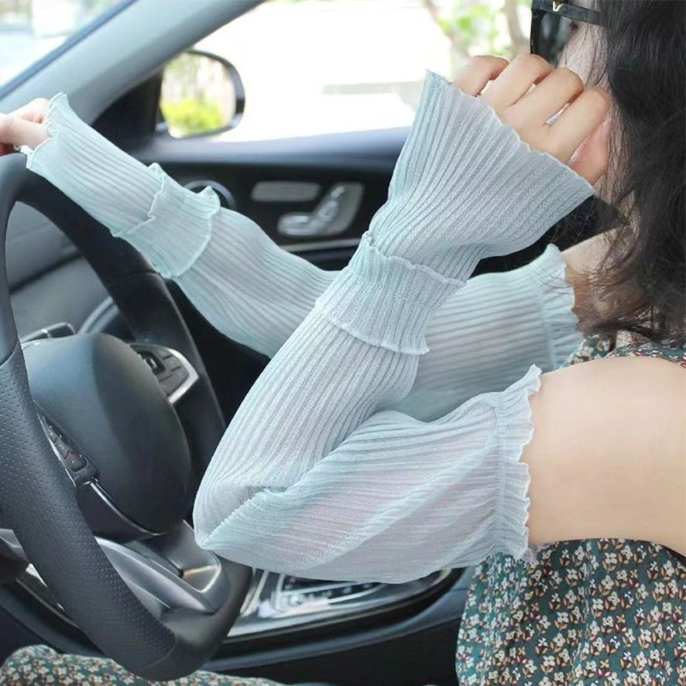 

Женские кружевные солнцезащитные перчатки, тонкие летние перчатки для защиты от ультрафиолета, перчатки для вождения с длинными рукавами для женщин, летние аксессуары, 1 пара