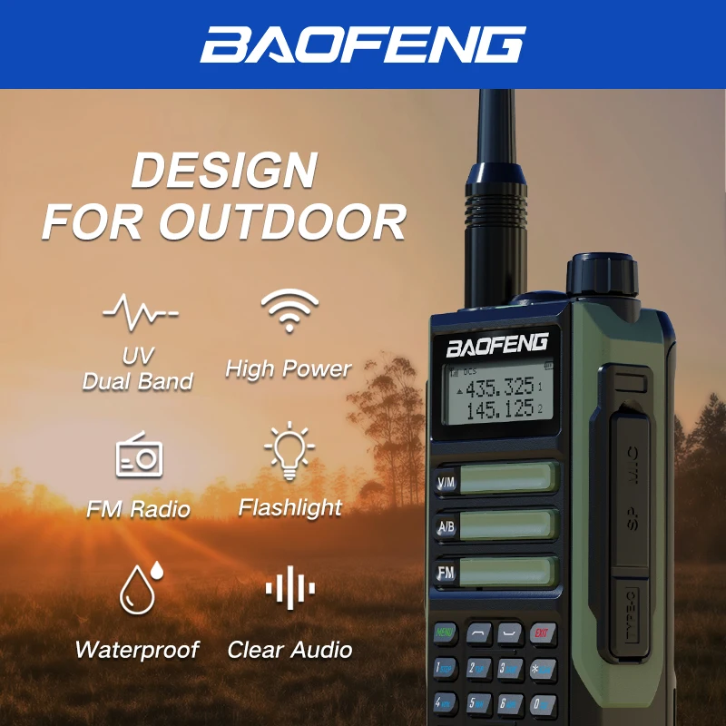 Baofeng-walkie-talkie UV-16 Pro Mate de alta potencia, Radio bidireccional de banda Dual de Ultra Larga Distancia, CB de caza, UV16, 10 vatios,