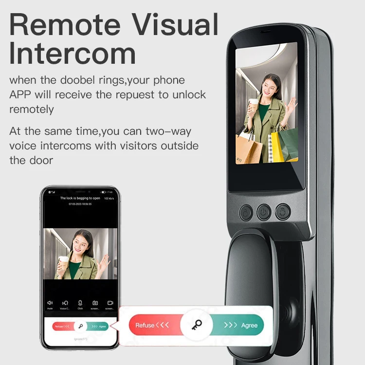 Security 3D Face Recognition Smart Door Lock WIFI APP Cerradura Inteligente RFID Fingerprint Digital Locks With Intercom