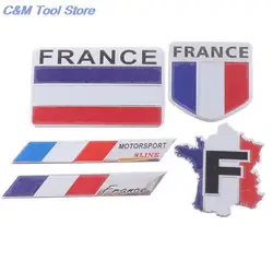 Insignia de emblema de la bandera de Francia de aluminio 3D para coche, calcomanías adhesivas para Peugeot 307 206 207 Citroen Renault DS C2 C3