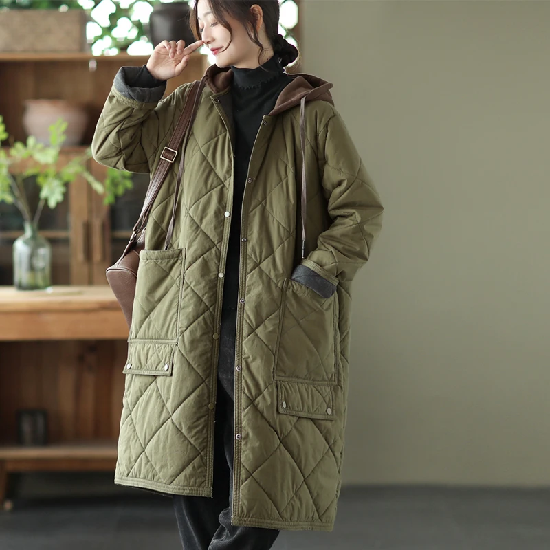 2023 Fashion Winter Jackets Hooded quilted thickened Coats Women\'s Clothing Large Size Long Parkas Winter Cotton Coats jp319