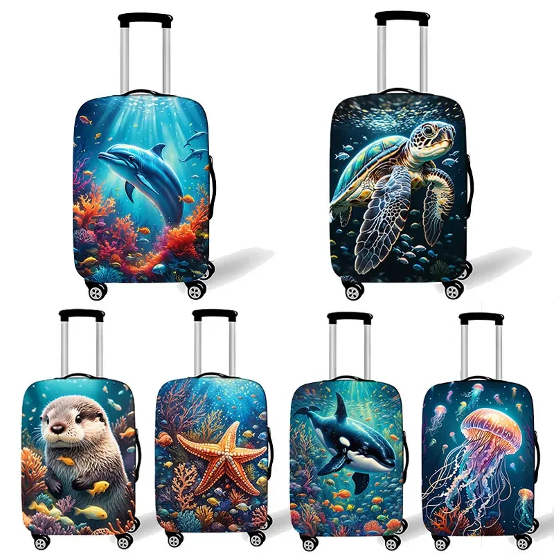 

18-32 Inch Dolphin / Turtle / Octopus/ Starfish Pattern Luggage Cover Ocean Animal Suitcase Protective Covers Travel Accessories