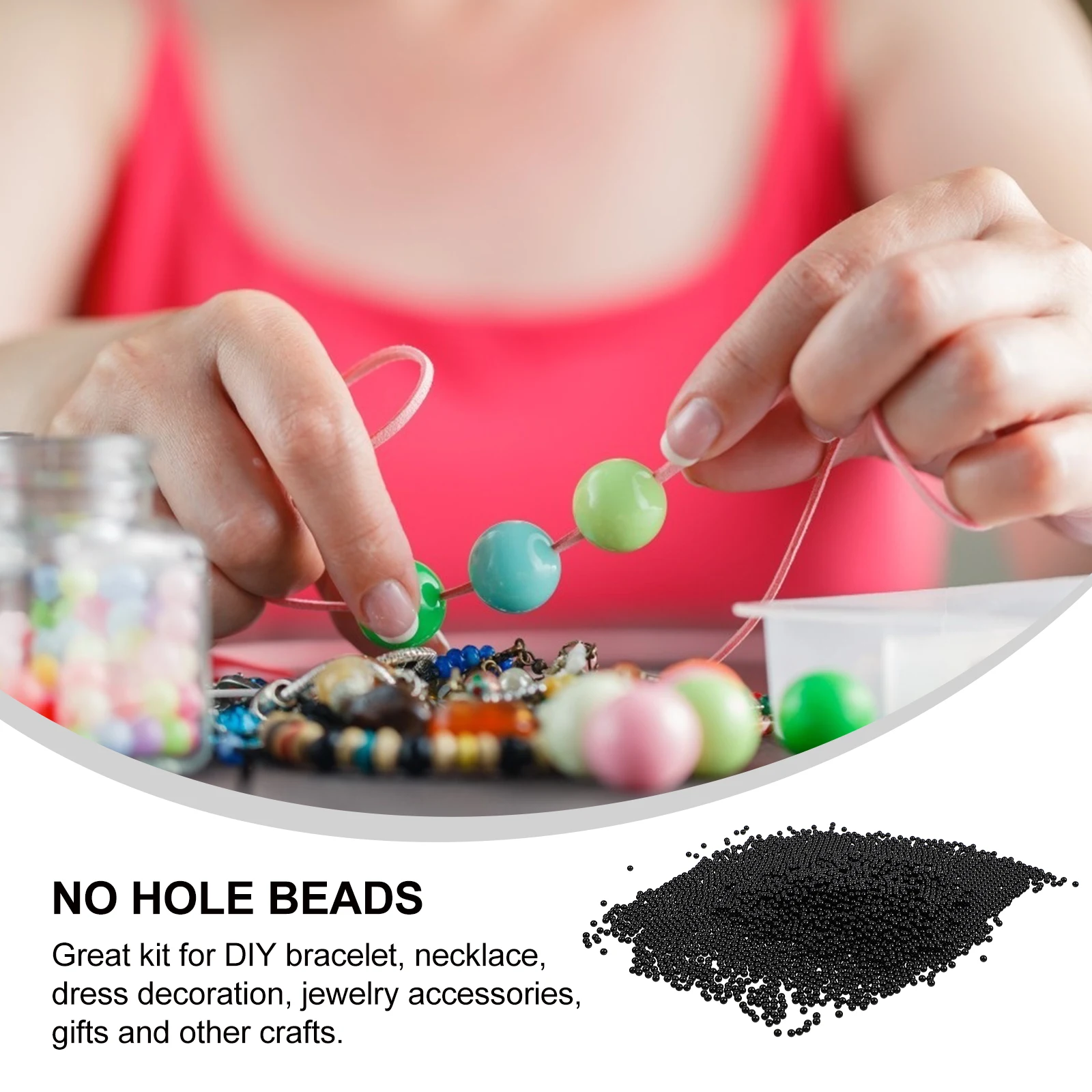 

Black Round No Hole Abs Beads for Jewelry Making Bracelets Necklace Crafts Accessories